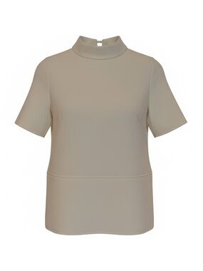Mango Cream Mock Neck Short Sleeve Top